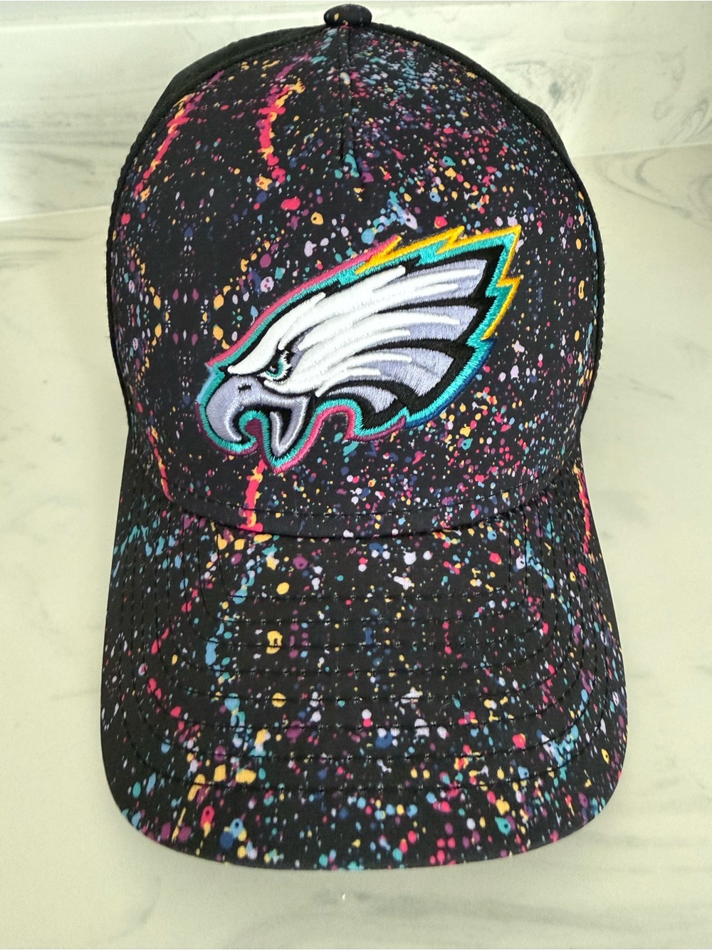 Philadelphia Eagles Crucial Catch Black Multicolor Splatter Cap